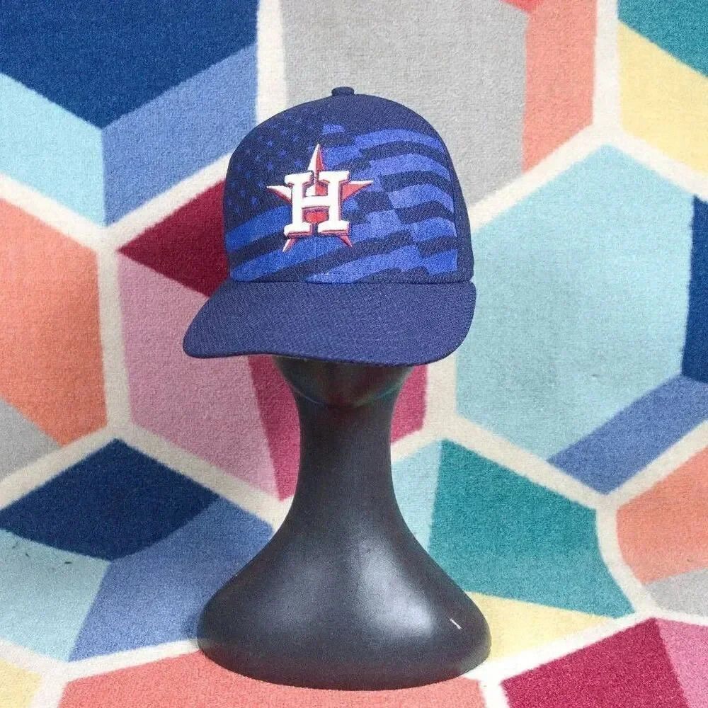 New Era Houston Astros American Flag USA Fitted hat ‎ Size 6 7/8